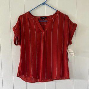 Mine Terracotta Striped V-Neck Blouse